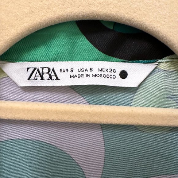 Zara 70s Print Green Swirl Pattern Top Small - Picture 5 of 7
